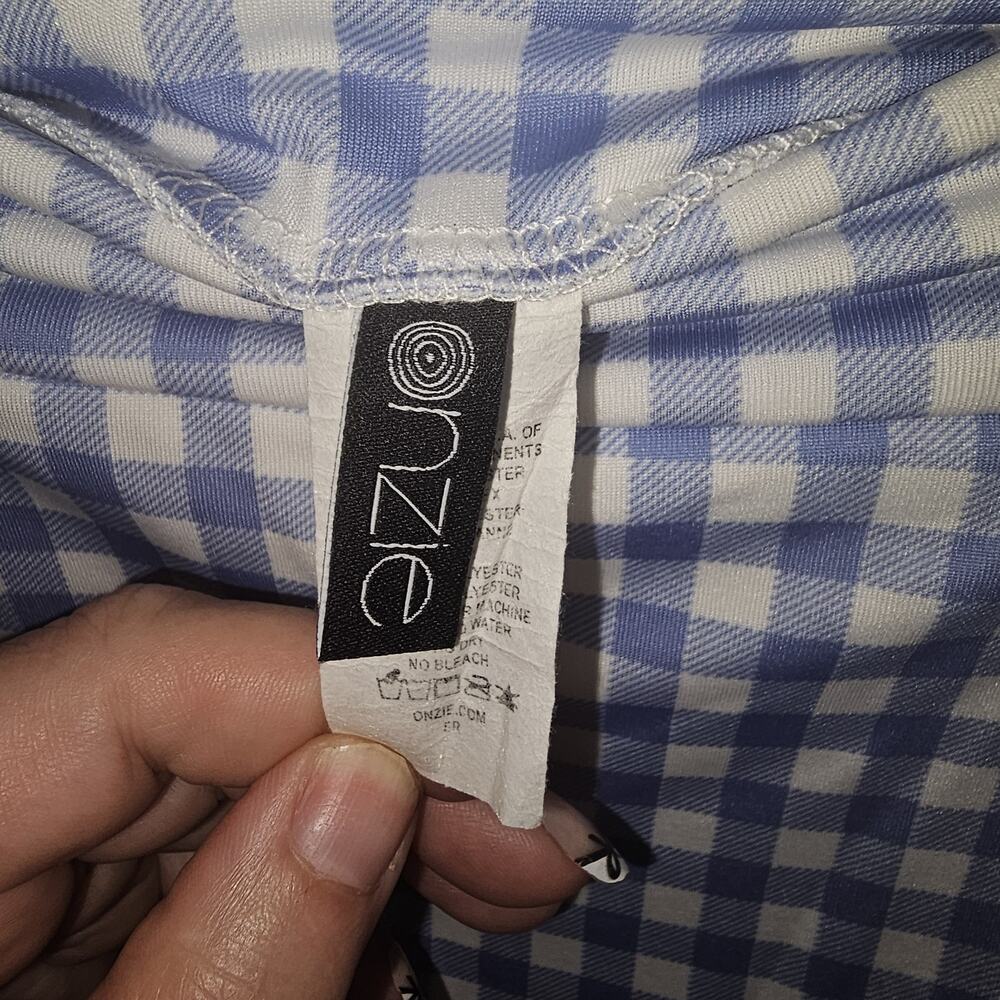 Onzie Blue Gingham Skirt Size M - Picture 2 of 4